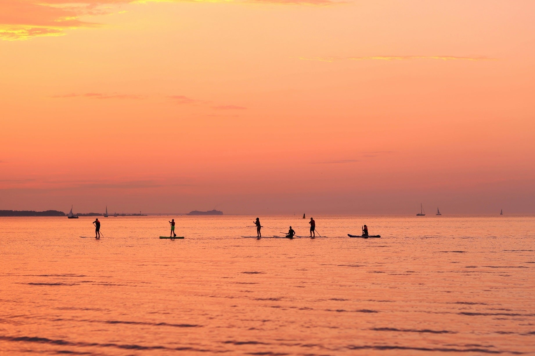 Alumnos de PaloSurf durante una clase de paddle surf en Zaragoza aprendiendo técnica de remada.